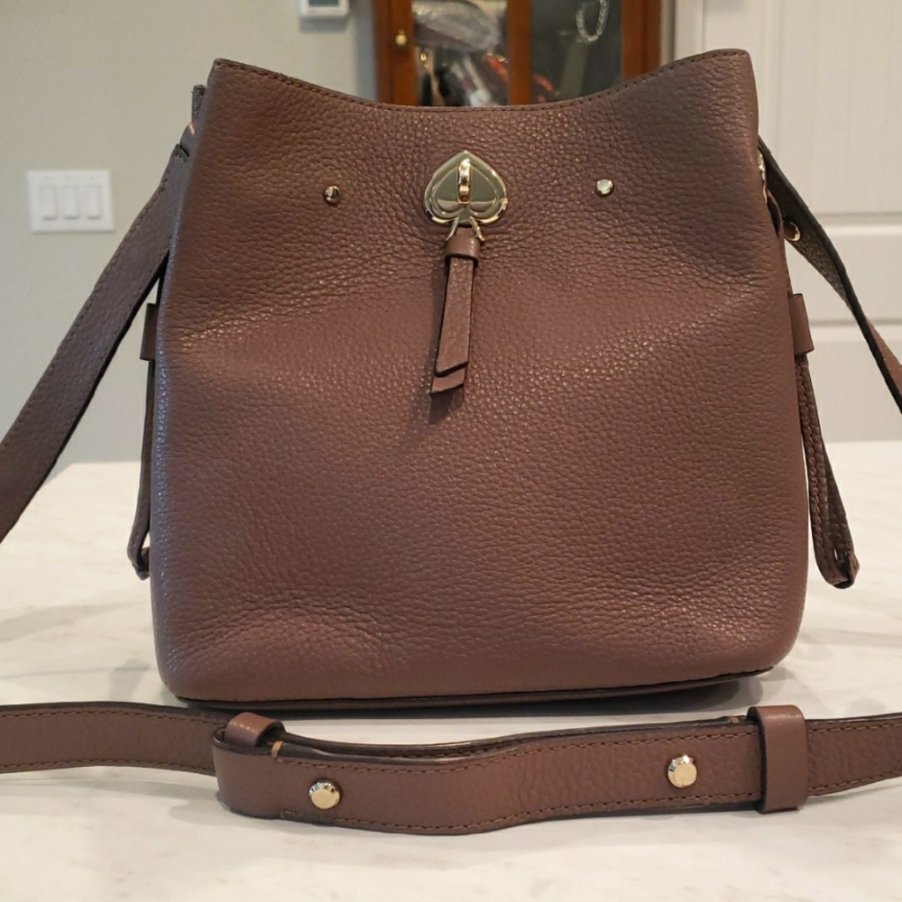 Kate Spade ♠️ Brown Leather Small Bucket Bag Shoulder/Crossbody